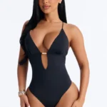 I'm Your Dream Girl 1 Piece Plunge Swimsuit - Black