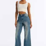 City Girl Stretch Wide Leg Jeans - Vintage Wash