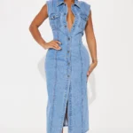 Tallahassee Denim Maxi Dress - Medium Wash