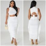 Sexy 2 Piece Tassel Sleeveless Skirt Set