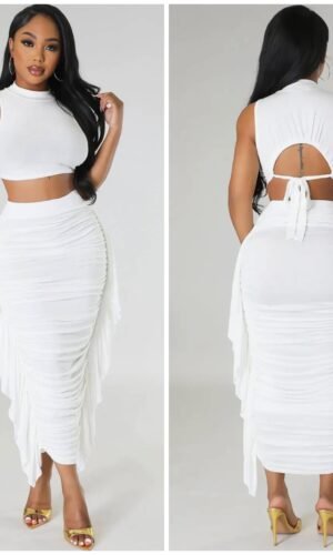 2 Piece Tassel Sleeveless Skirt Set