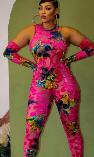 Floral Bodysuit with matching gloves