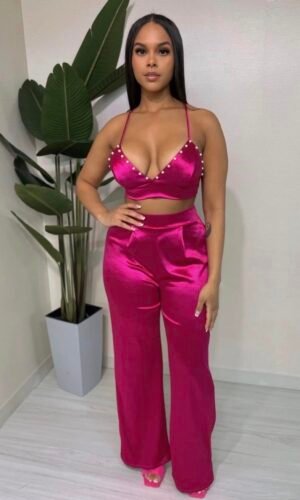 Sateen & Pearl embellishment 2 piece Pant set