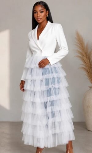 Blazer Tiered Tulle Overlay